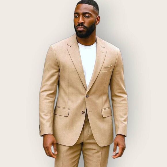 Stafford Mens Jacket Sz‎ 42R Poly Rayon Beige Tan Blazer Suit Classicore Preppy - Picture 1 of 11